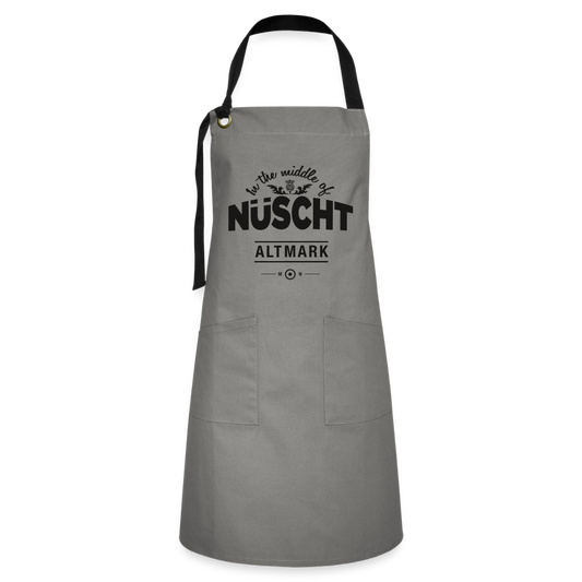 Nüscht als eine graue Schürze mit dunklem Logo - Grau/Schwarz
