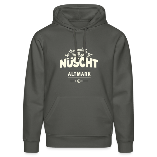 Nüscht als ein Hoodie/Pullover mit hellem Logo (Stanley/Stella, Unisex, Bio, nachhaltig) - Anthrazit