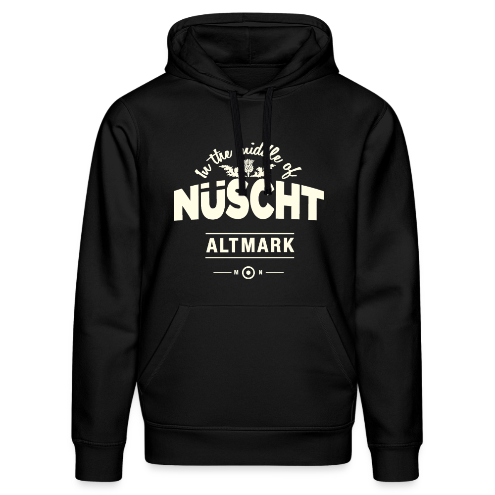Nüscht als ein Hoodie/Pullover mit hellem Logo (Stanley/Stella, Unisex, Bio, nachhaltig) - Schwarz