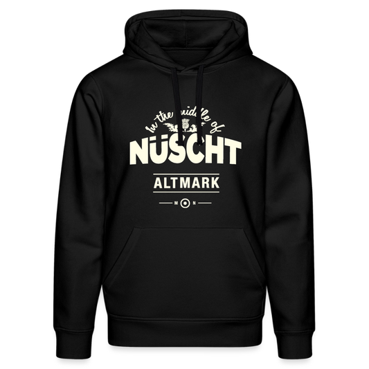 Nüscht als ein Hoodie/Pullover mit hellem Logo (Stanley/Stella, Unisex, Bio, nachhaltig) - Schwarz