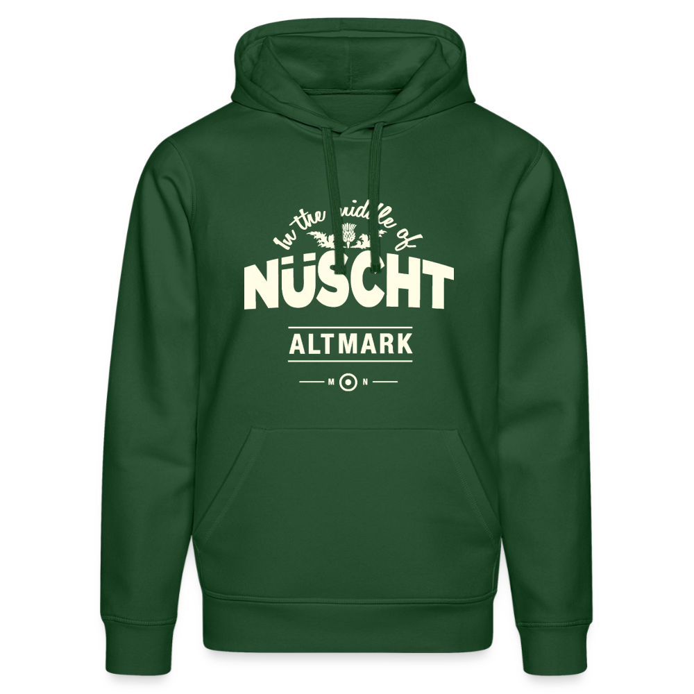 Nüscht als ein Hoodie/Pullover mit hellem Logo (Stanley/Stella, Unisex, Bio, nachhaltig) - Flaschengrün
