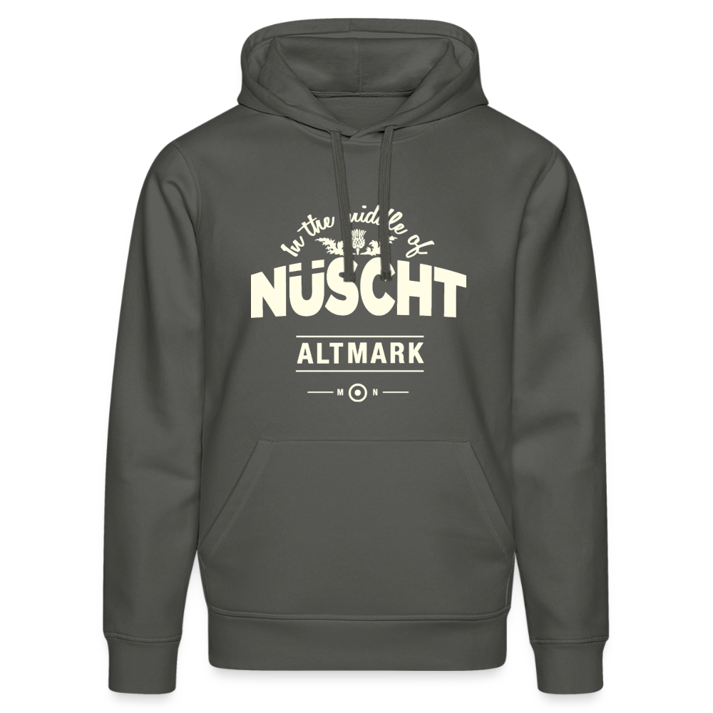 Nüscht als ein Hoodie/Pullover mit hellem Logo (Stanley/Stella, Unisex, Bio, nachhaltig) - Anthrazit