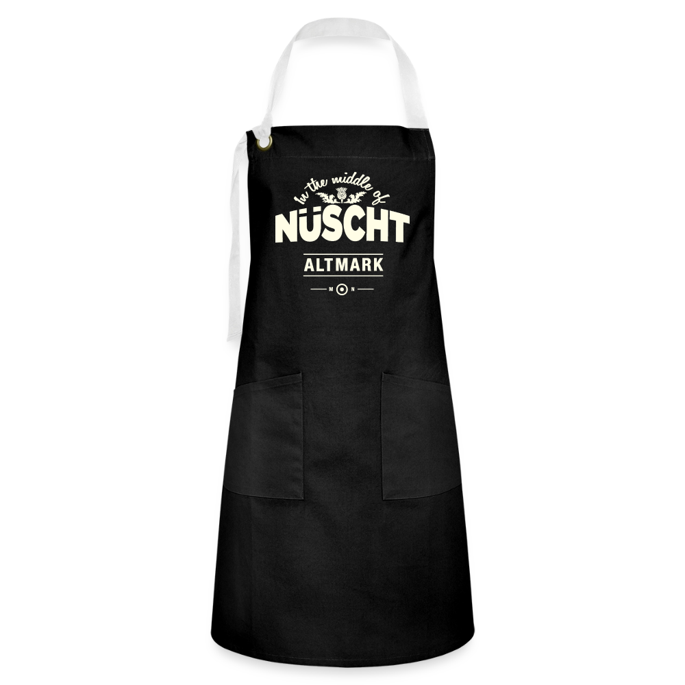 Nüscht als eine Schürze mit hellem Logo - Schwarz/Weiß