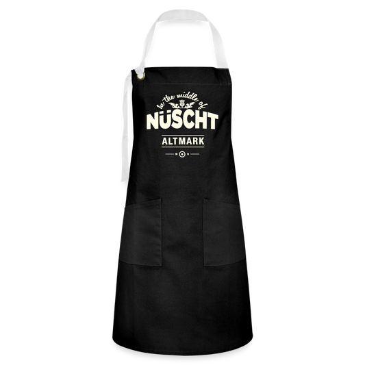 Nüscht als eine Schürze mit hellem Logo - Schwarz/Weiß