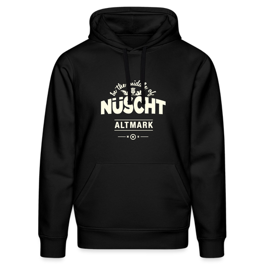 Nüscht als ein Hoodie/Pullover mit hellem Logo (Stanley/Stella, Unisex, Bio, nachhaltig) - Schwarz